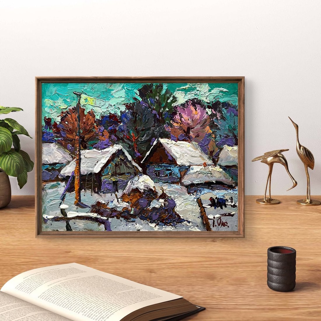 Oil painting The yard is covered in snow Oksana Kalenyuk - 5
