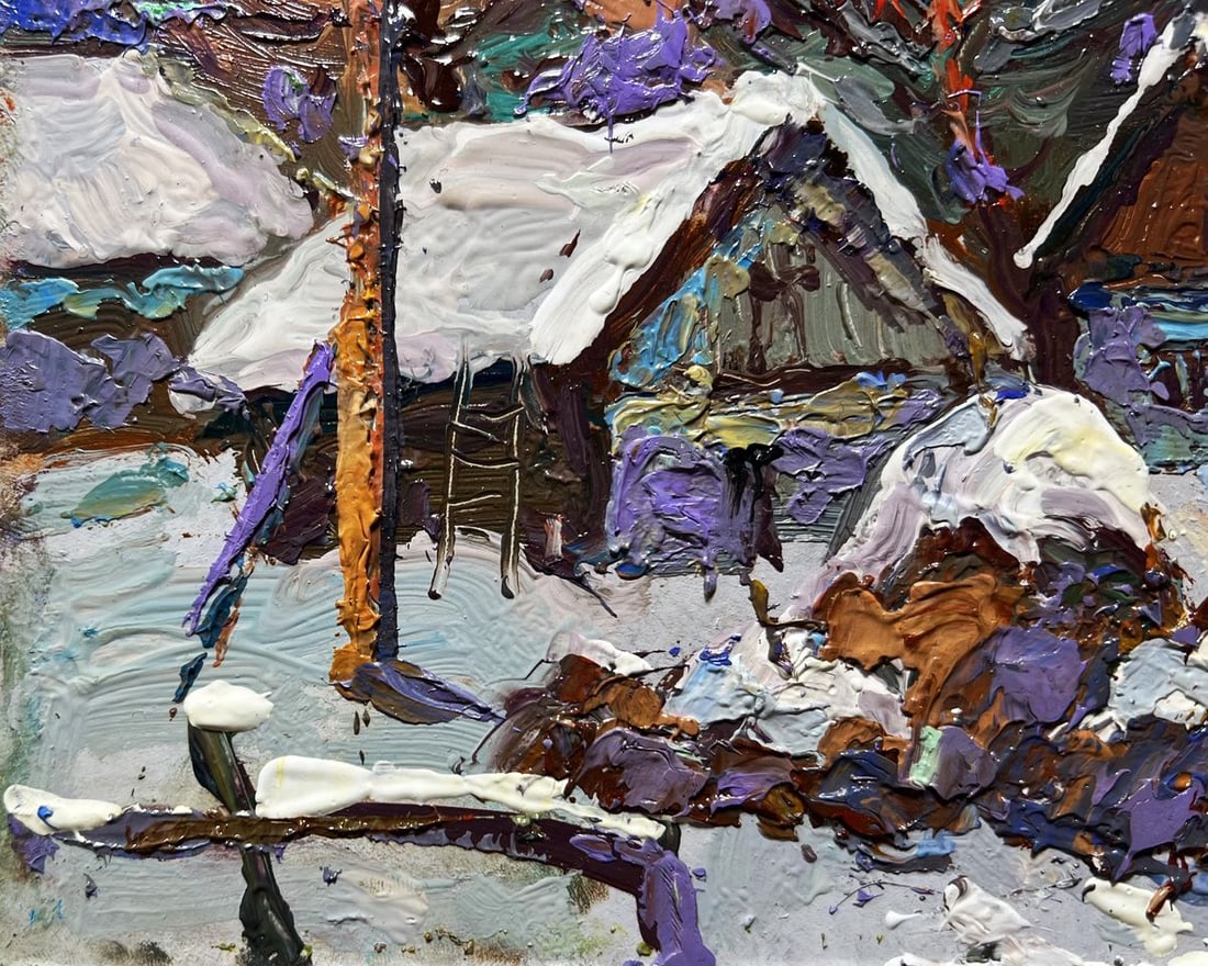 Oil painting The yard is covered in snow Oksana Kalenyuk - 7