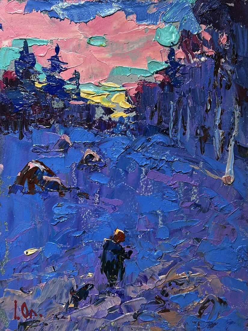 Oil painting Frosty winter evening Alex Kalenyuk - 3