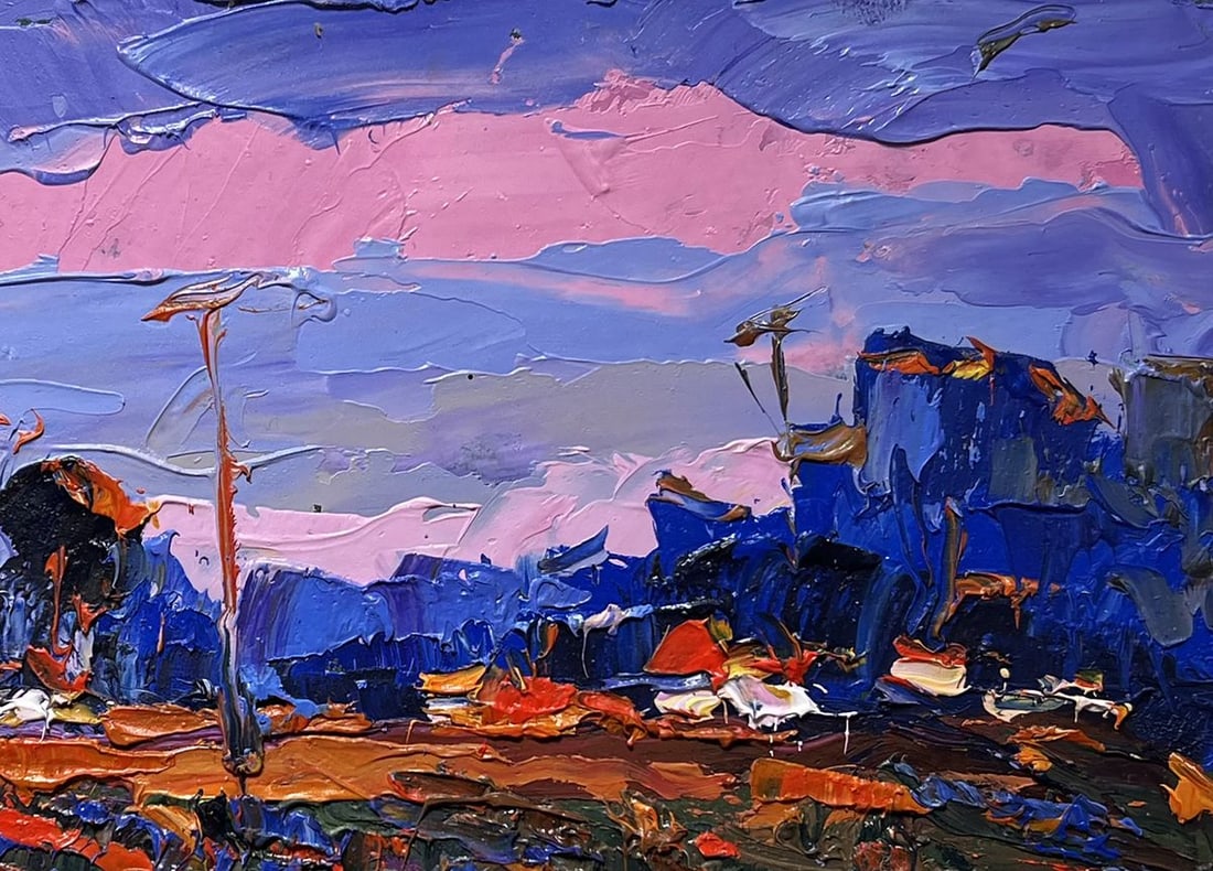 Oil painting A pink sunset is visible Oksana Kalenyuk - 8