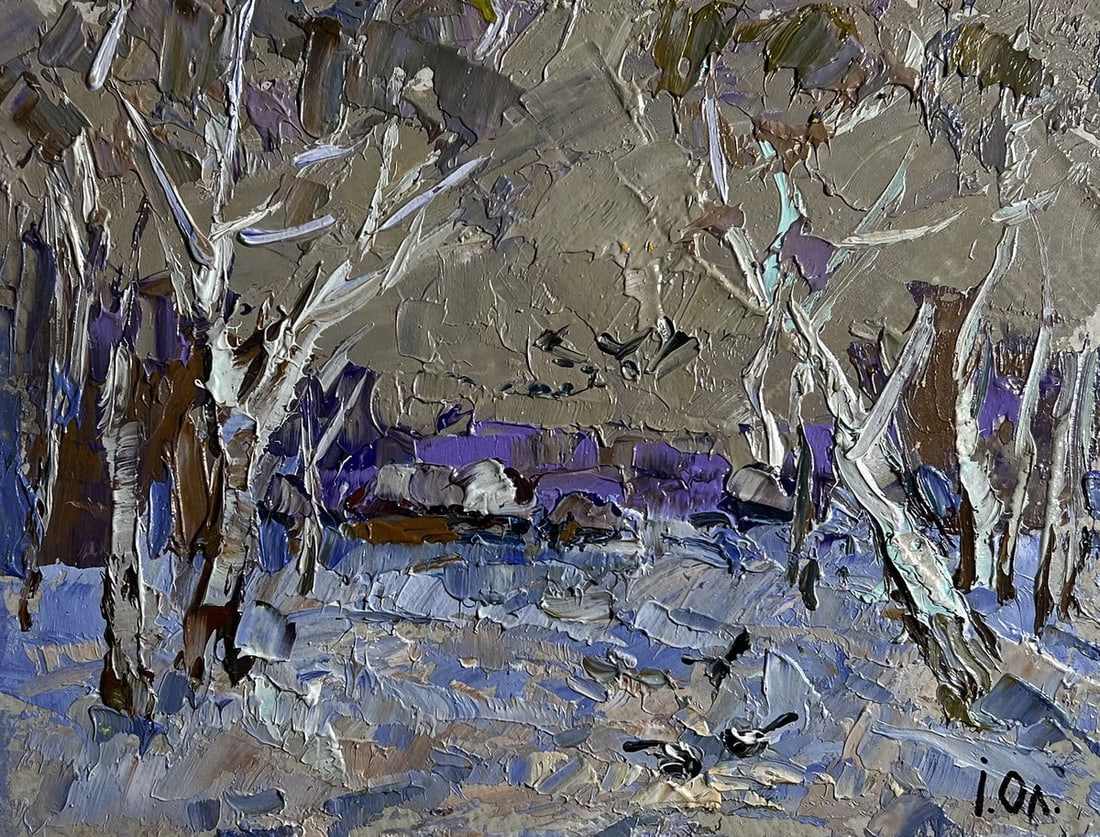 Oil painting Snowy path to the village Alex Kalenyuk - 3
