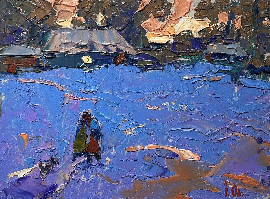 Oil painting Walk on a winter evening Alex Kalenyuk - 3