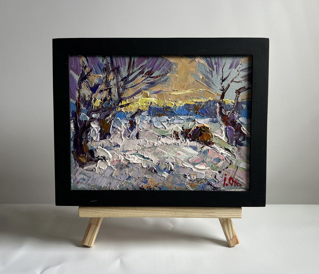 Oil painting I return home in the evening in winter Alex Kalenyuk (1 of 10)