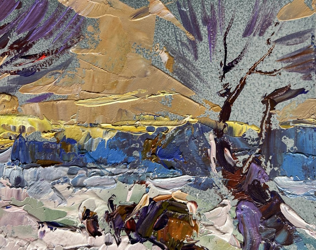 Oil painting I return home in the evening in winter Alex Kalenyuk - 4