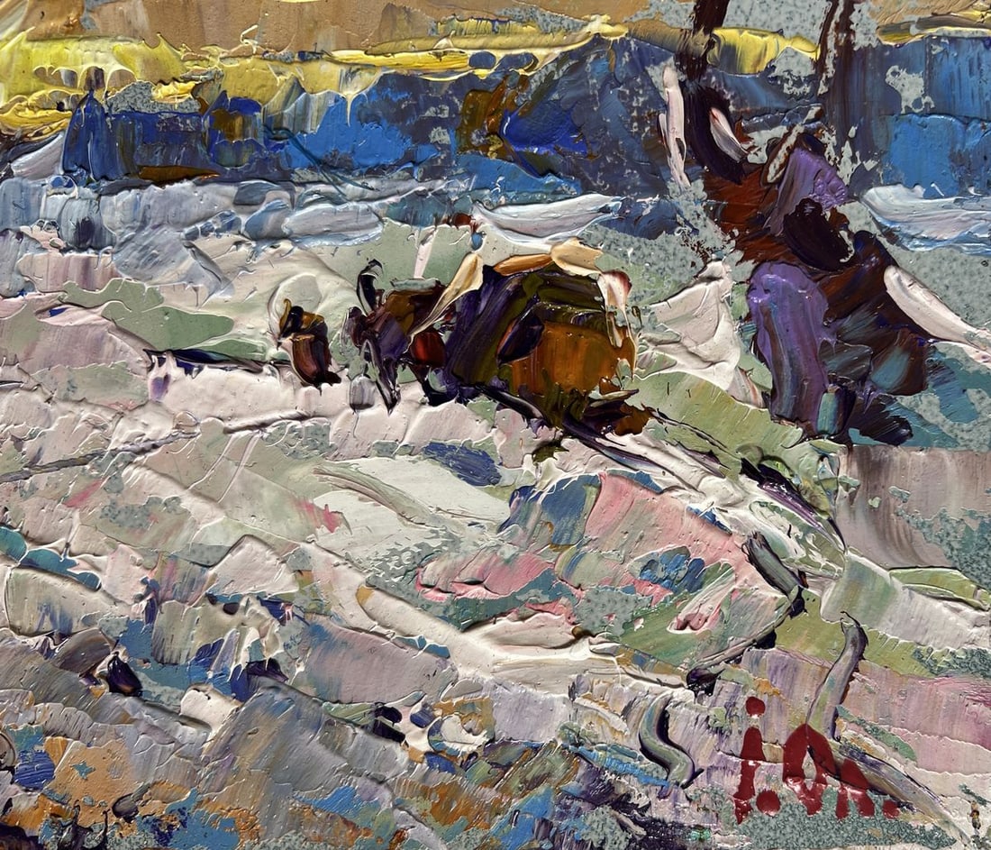 Oil painting I return home in the evening in winter Alex Kalenyuk - 9