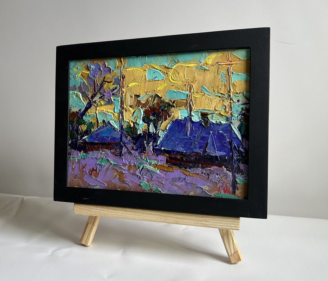 Oil painting Cold evening in the village Alex Kalenyuk - 2