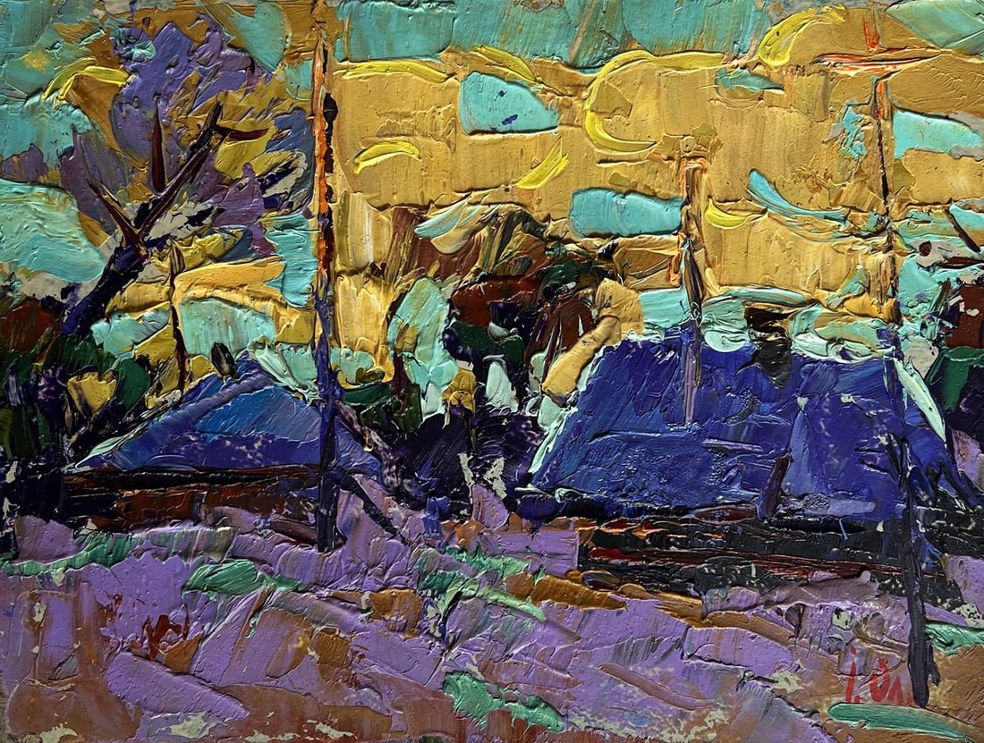 Oil painting Cold evening in the village Alex Kalenyuk - 3