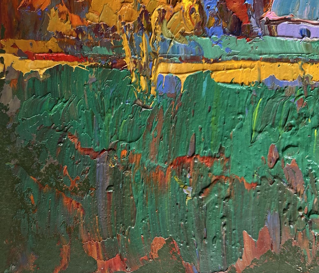 Oil painting Crimson autumn in the village Oksana Kalenyuk - 6