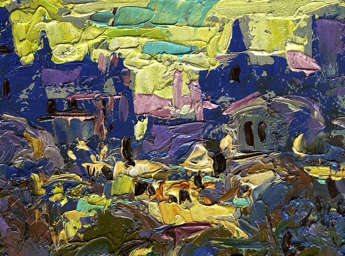 Oil painting A yellow sunset illuminates the city Alex Kalenyuk - 8