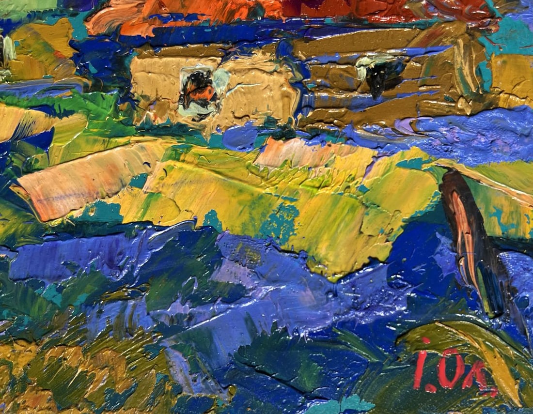 Oil painting Village and blue mountains Alex Kalenyuk - 9