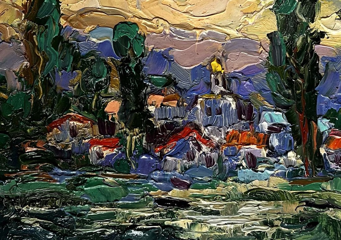 Oil painting City along the river Alex Kalenyuk - 7