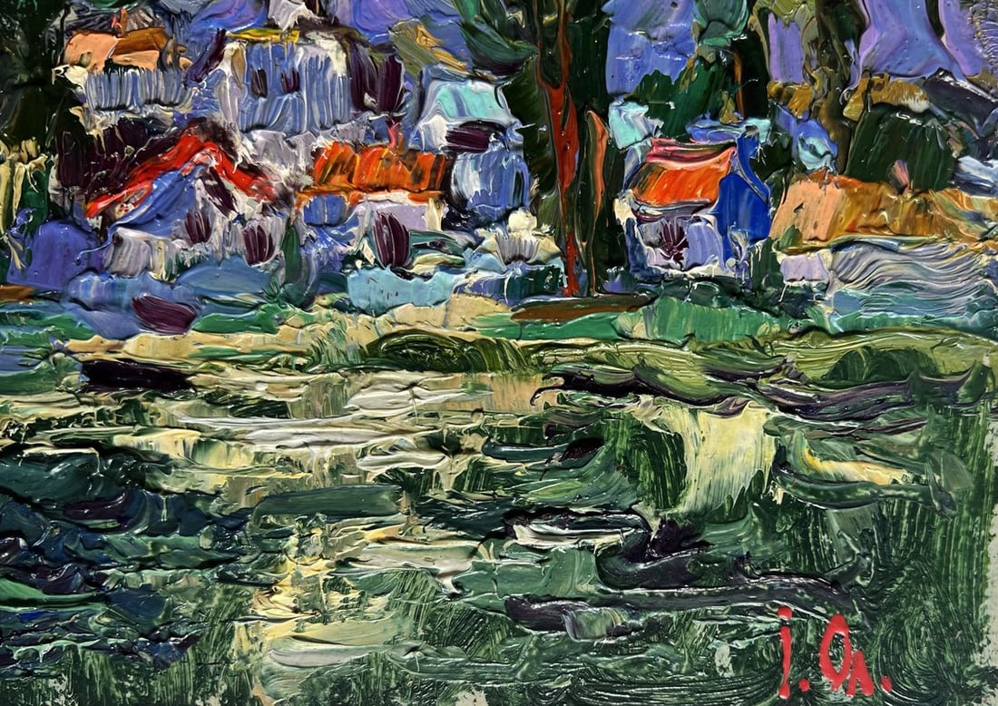 Oil painting City along the river Alex Kalenyuk - 9