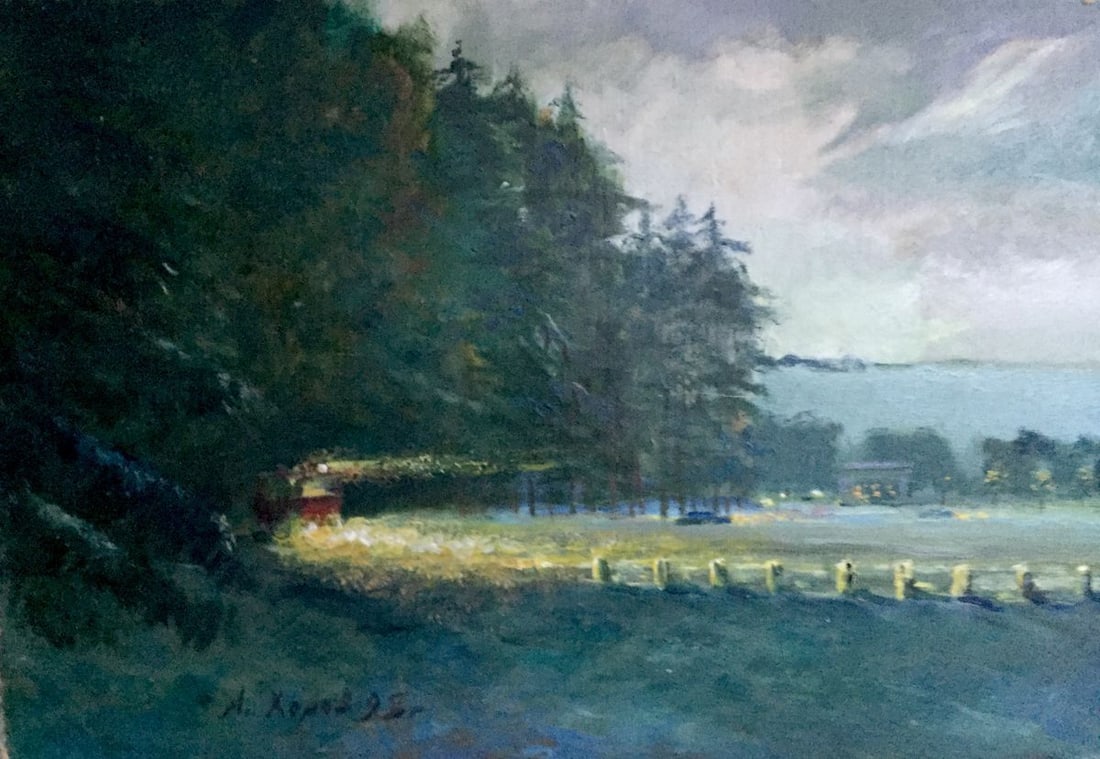 Oil painting Winter road in the pine Alexander Khorov - 5