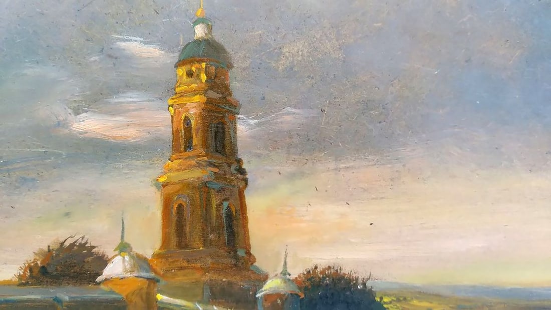 Oil painting Evening landscape Unknown author - 3