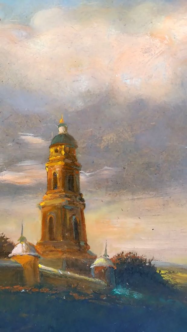 Oil painting Evening landscape Unknown author - 5