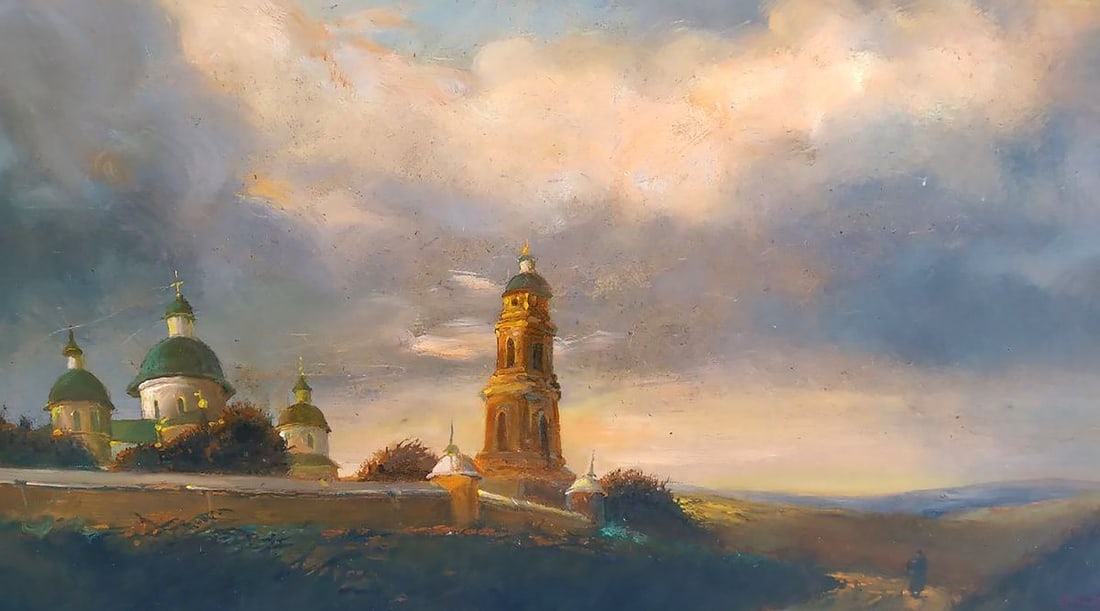Oil painting Evening landscape Unknown author - 8