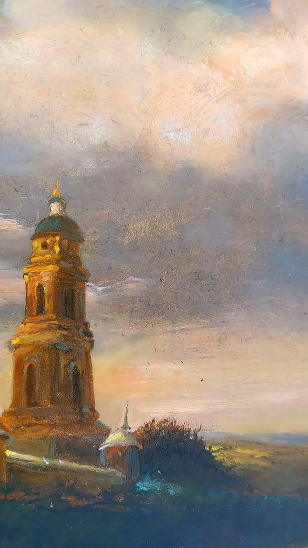 Oil painting Evening landscape Unknown author - 9