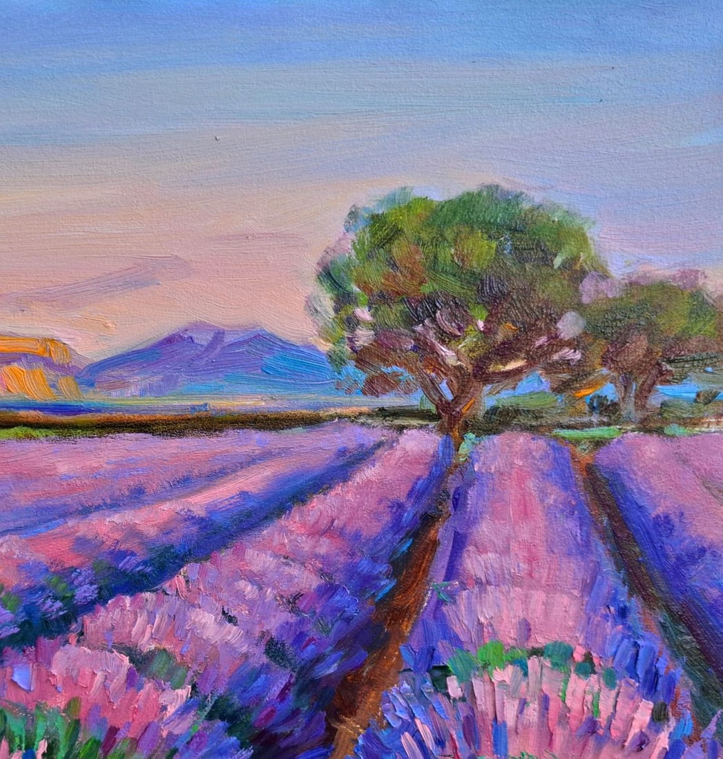 Oil painting Evening in the Lavender Field Vyacheslav Pereta - 3