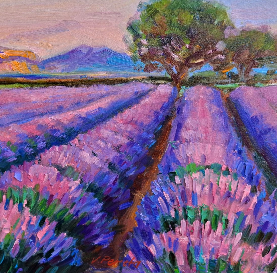 Oil painting Evening in the Lavender Field Vyacheslav Pereta - 5