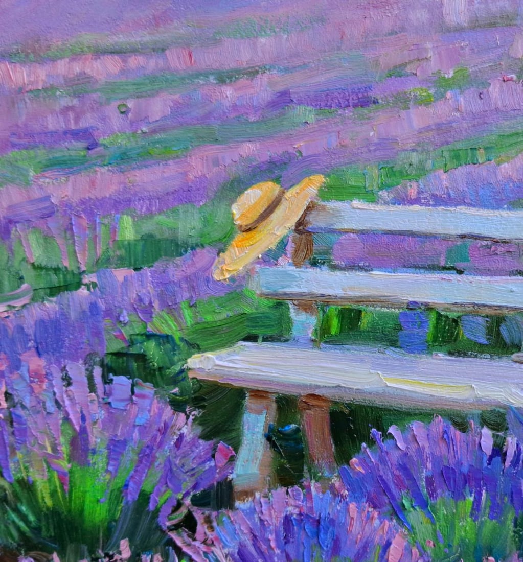 Oil painting Hat On A Lavender Field Vyacheslav Pereta - 2