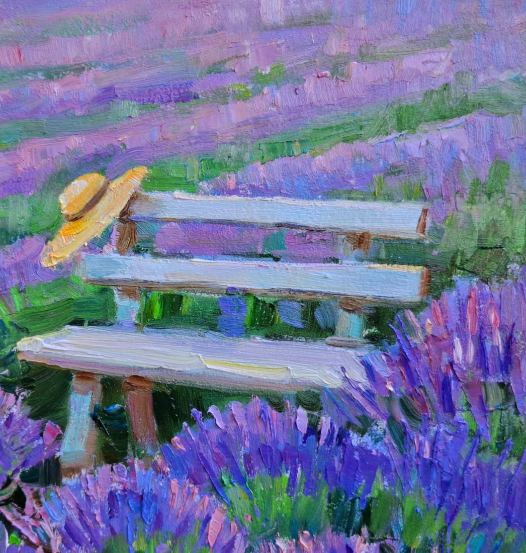 Oil painting Hat On A Lavender Field Vyacheslav Pereta - 3