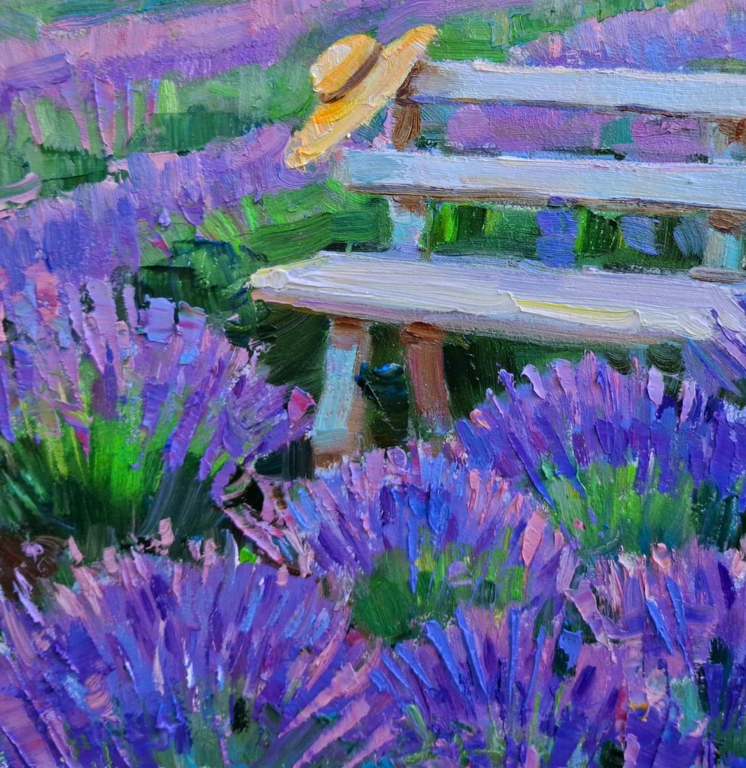 Oil painting Hat On A Lavender Field Vyacheslav Pereta - 4