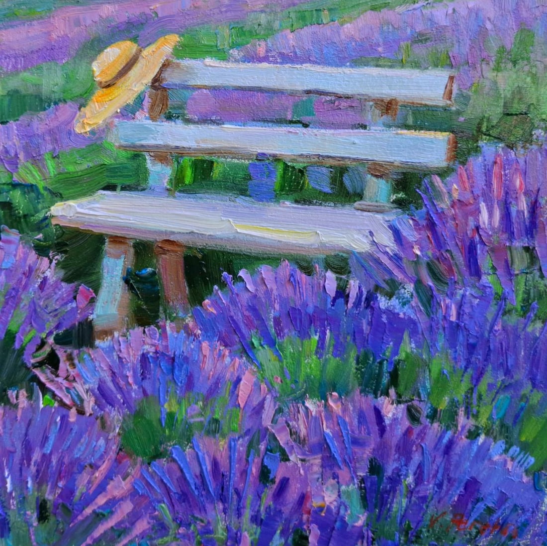 Oil painting Hat On A Lavender Field Vyacheslav Pereta - 5
