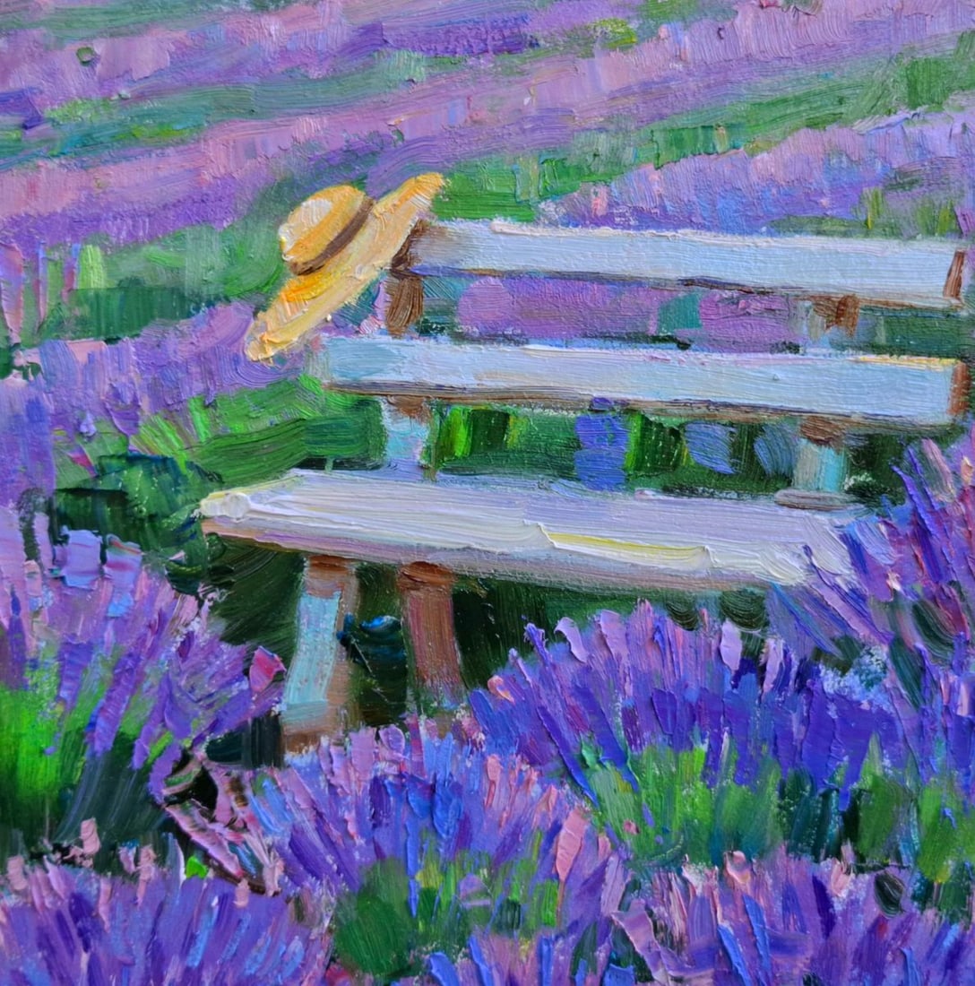 Oil painting Hat On A Lavender Field Vyacheslav Pereta - 6