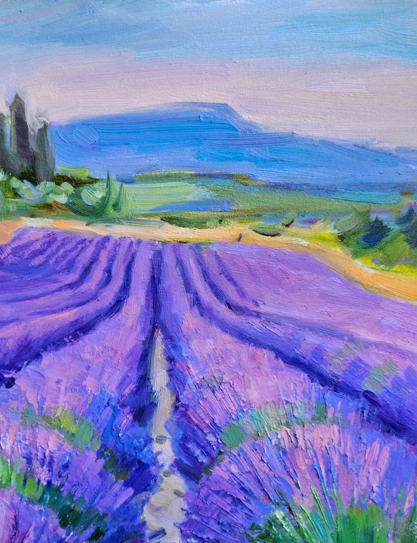 Oil painting Lavender Field Early Morning Vyacheslav Pereta - 3