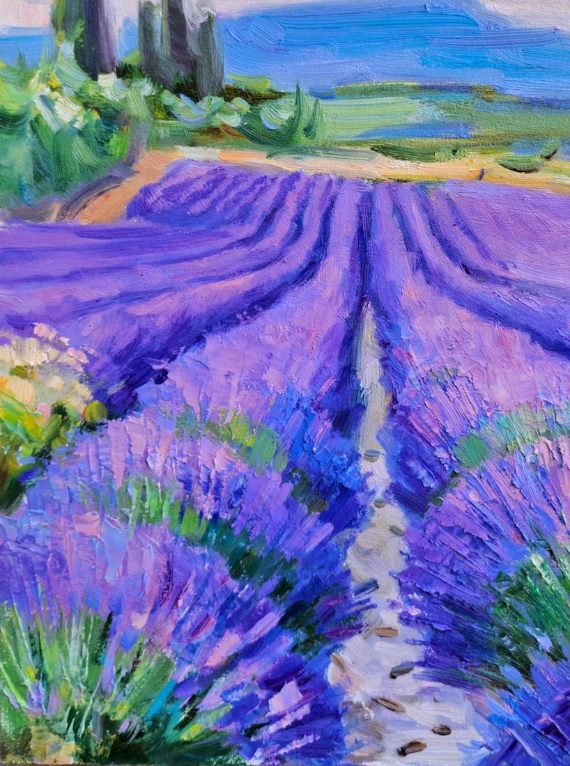 Oil painting Lavender Field Early Morning Vyacheslav Pereta - 4