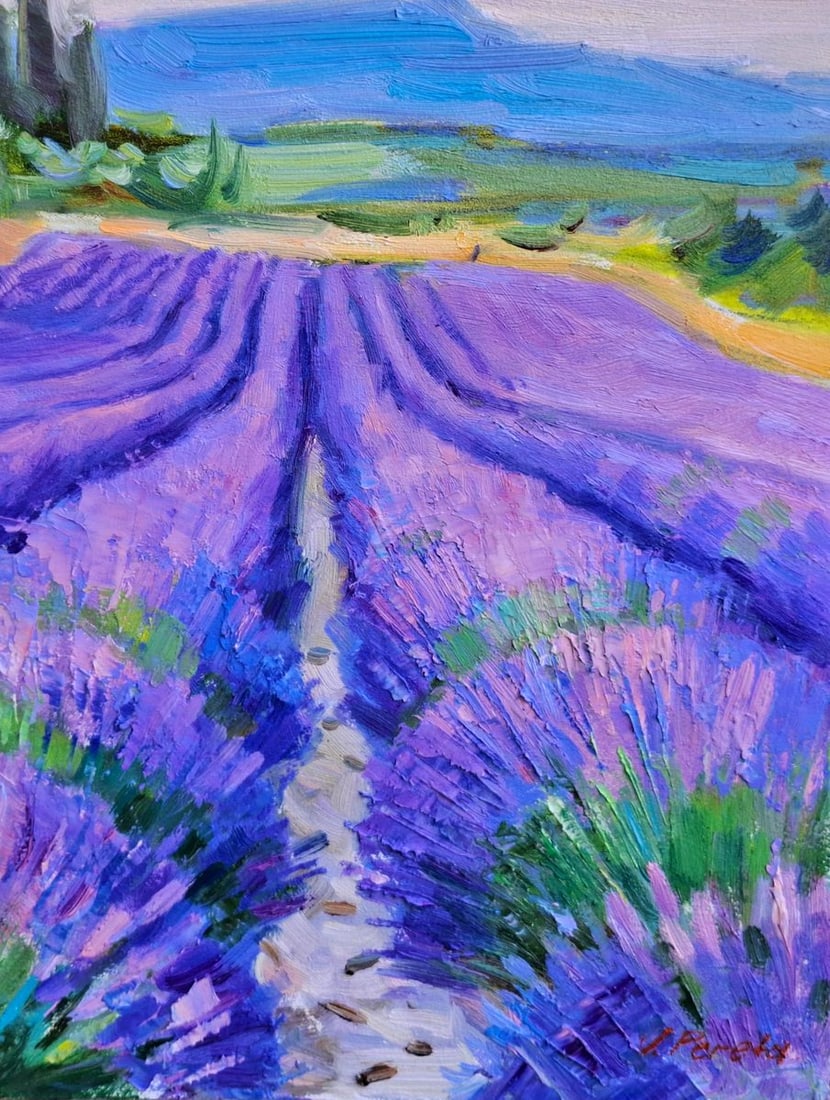 Oil painting Lavender Field Early Morning Vyacheslav Pereta - 5