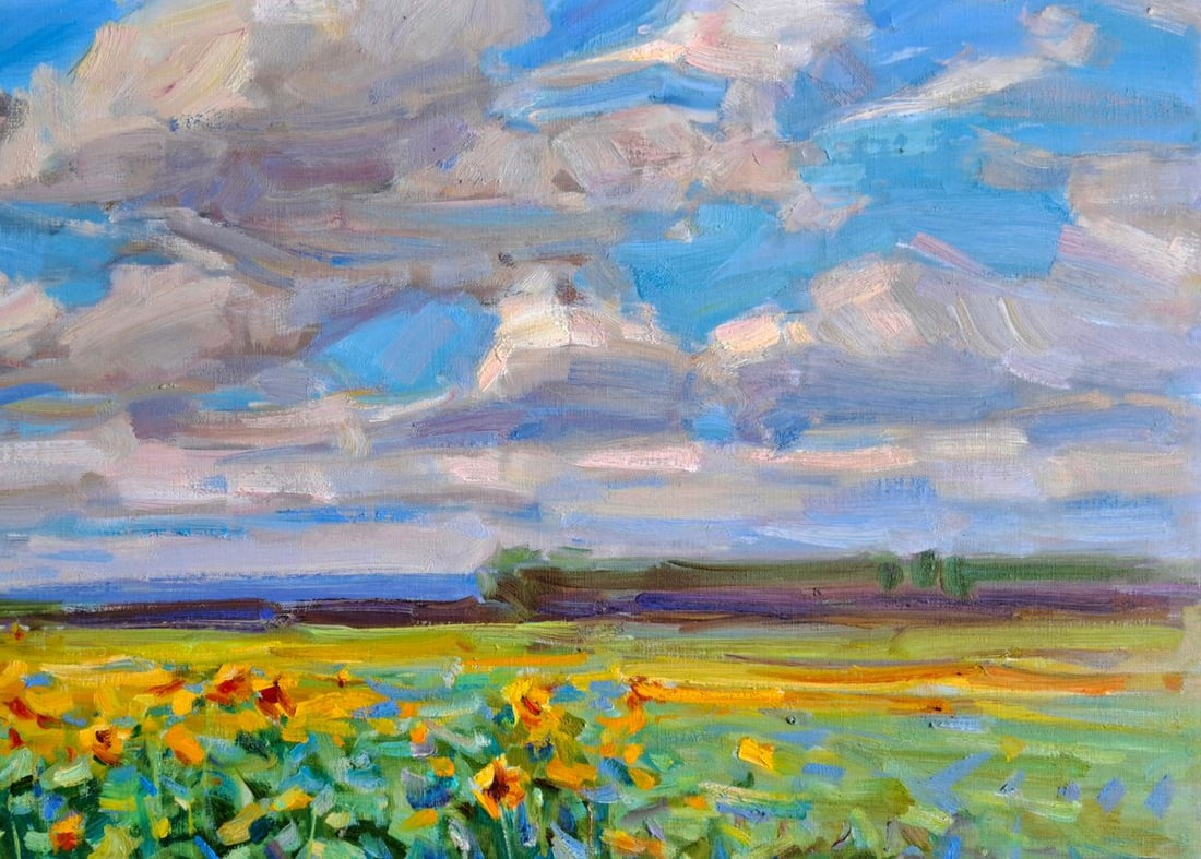 Oil painting Sunflower field Vyacheslav Pereta - 3