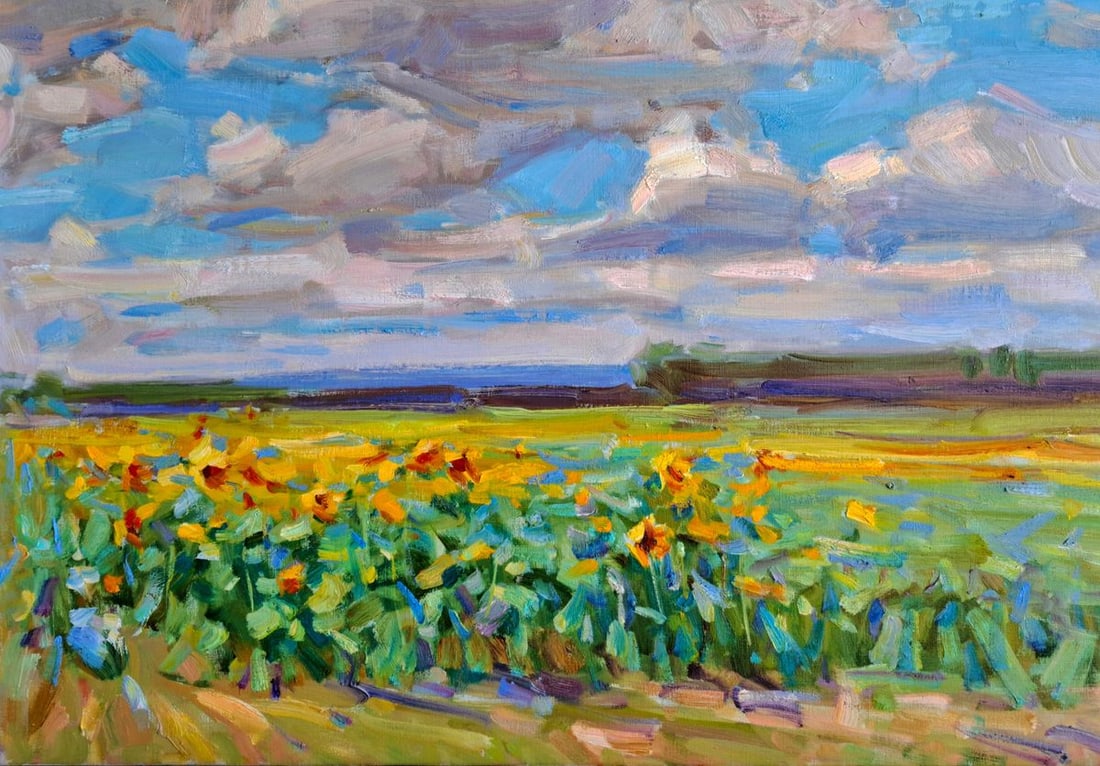 Oil painting Sunflower field Vyacheslav Pereta - 4