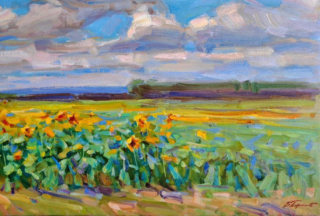 Oil painting Sunflower field Vyacheslav Pereta - 5