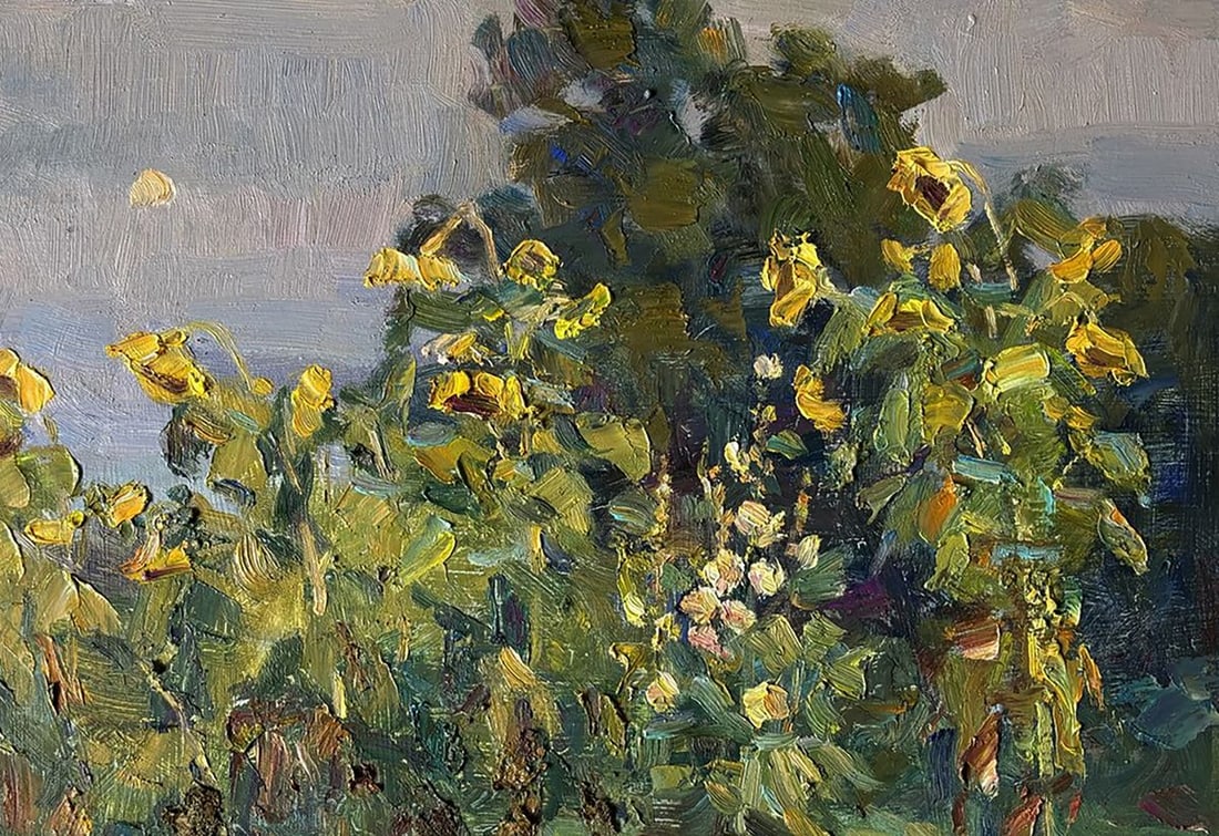 Oil painting Sunflowers behind the House Ivan Kovalenko - 3