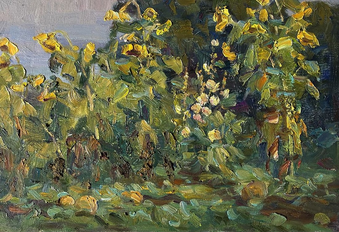 Oil painting Sunflowers behind the House Ivan Kovalenko - 4