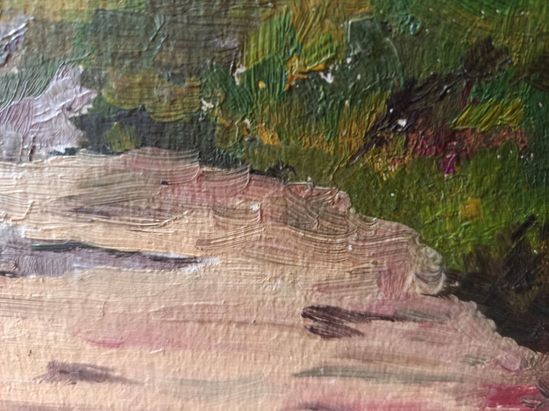 Oil painting A walk along a summer path Unknown artist - 5