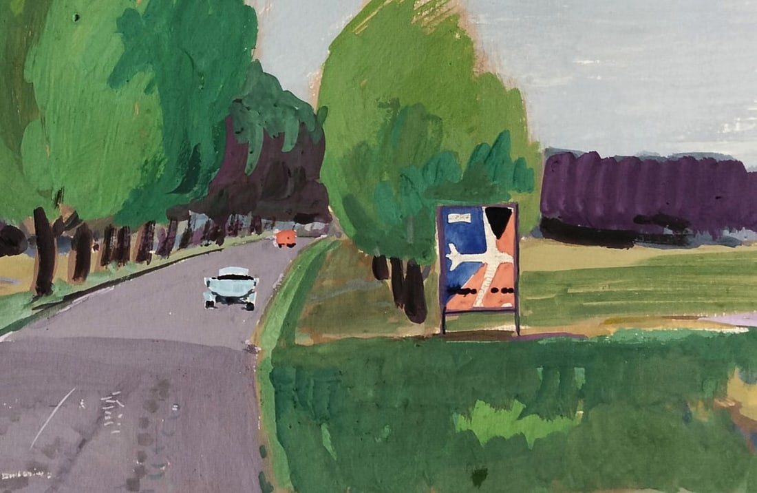 Gouache painting Road to travel Vitaly Duhnevich - 5