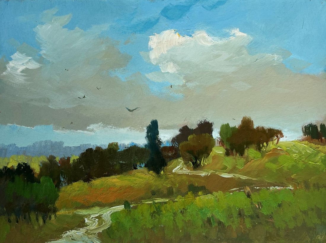 Oil painting A path through summer meadows Yuriy Suprunchuk - 3