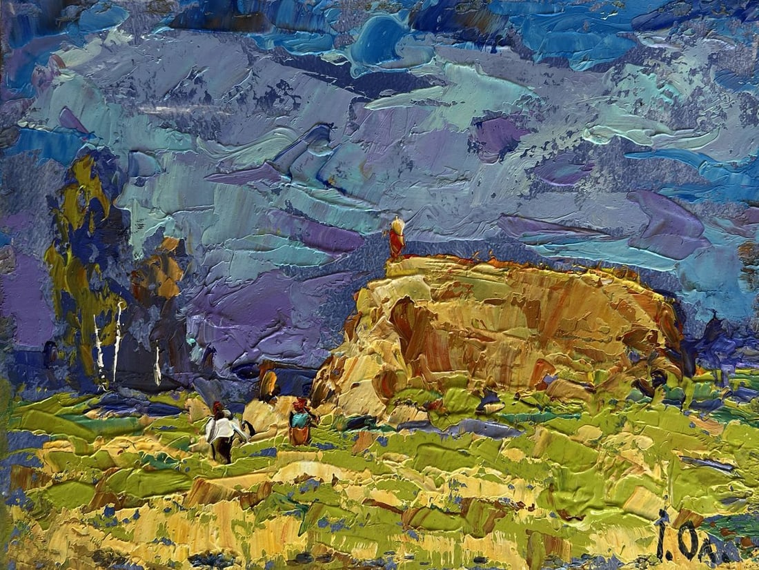 Oil painting Harvesting hay in the field Alex Kalenyuk - 3