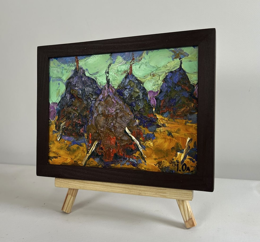 Oil painting Haystacks on a golden field Alex Kalenyuk - 2