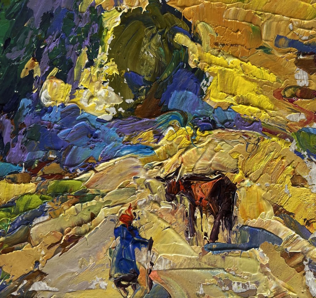Oil painting Walking a cow in a field Alex Kalenyuk - 4