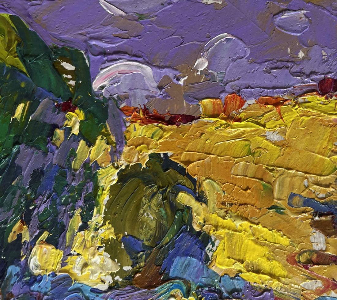 Oil painting Walking a cow in a field Alex Kalenyuk - 5