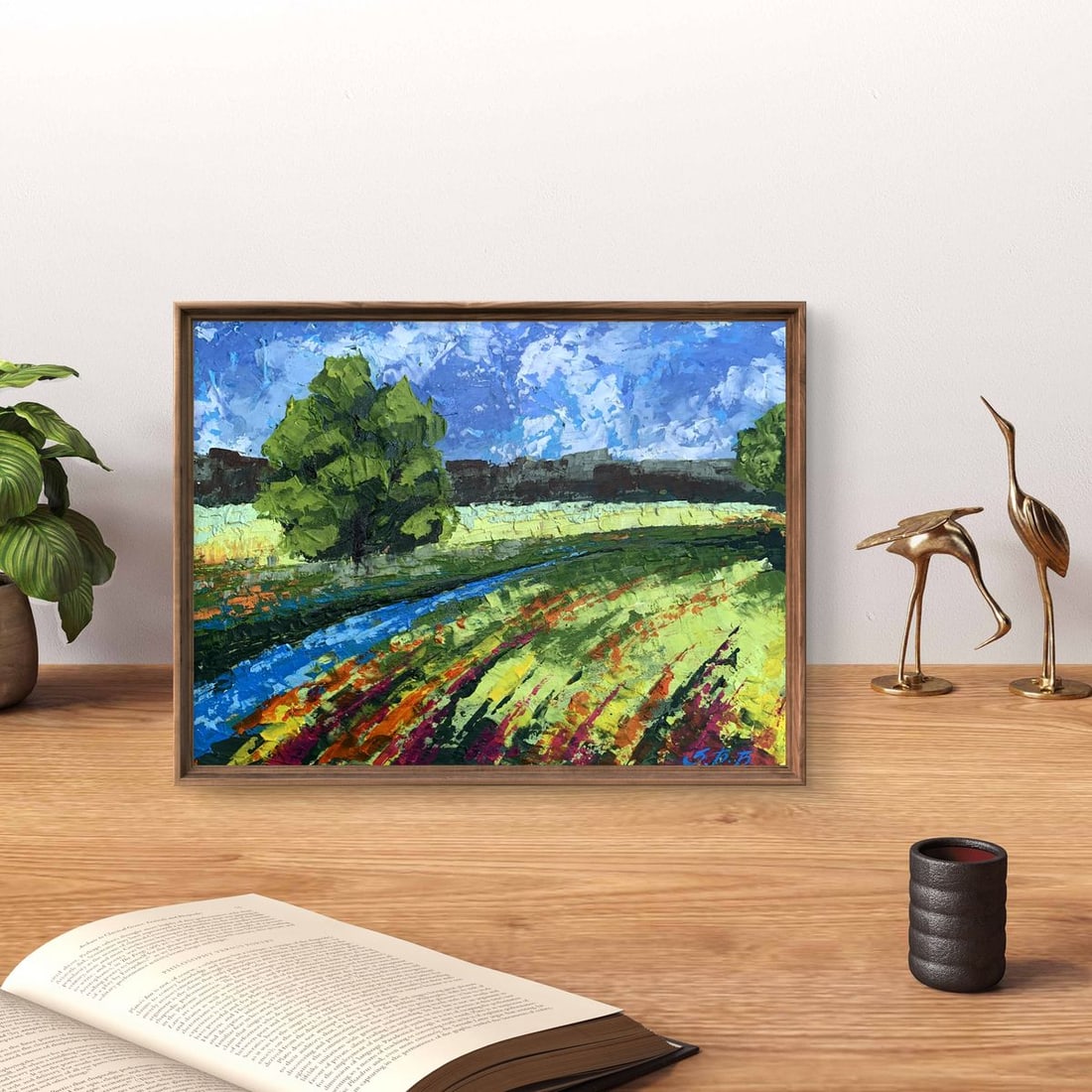 Oil painting Green fields under clear skies V. Zadorozhnya - 2