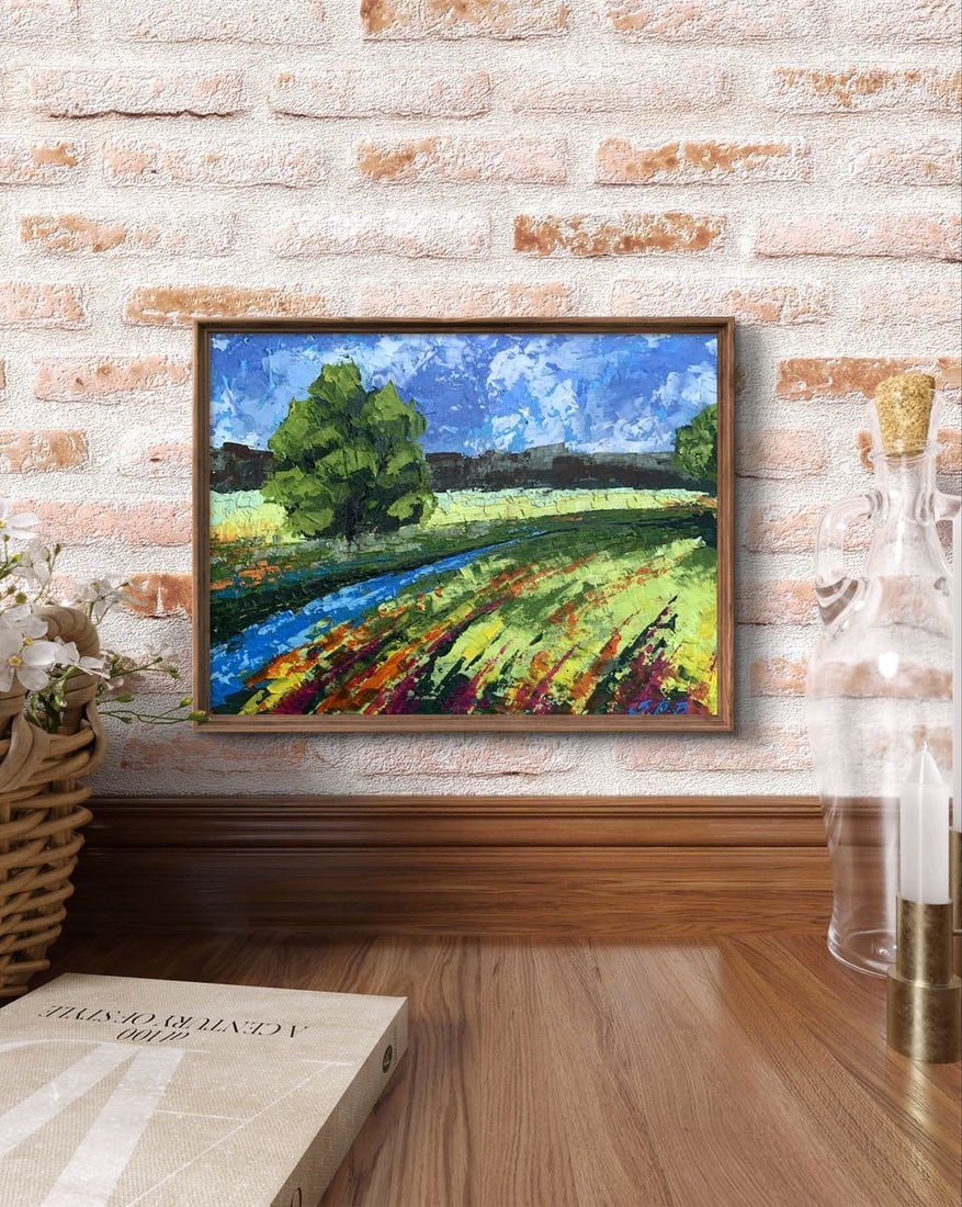 Oil painting Green fields under clear skies V. Zadorozhnya - 3
