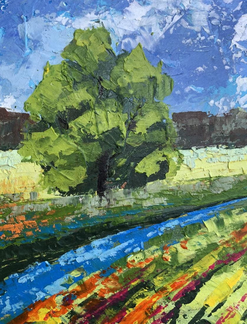 Oil painting Green fields under clear skies V. Zadorozhnya - 4