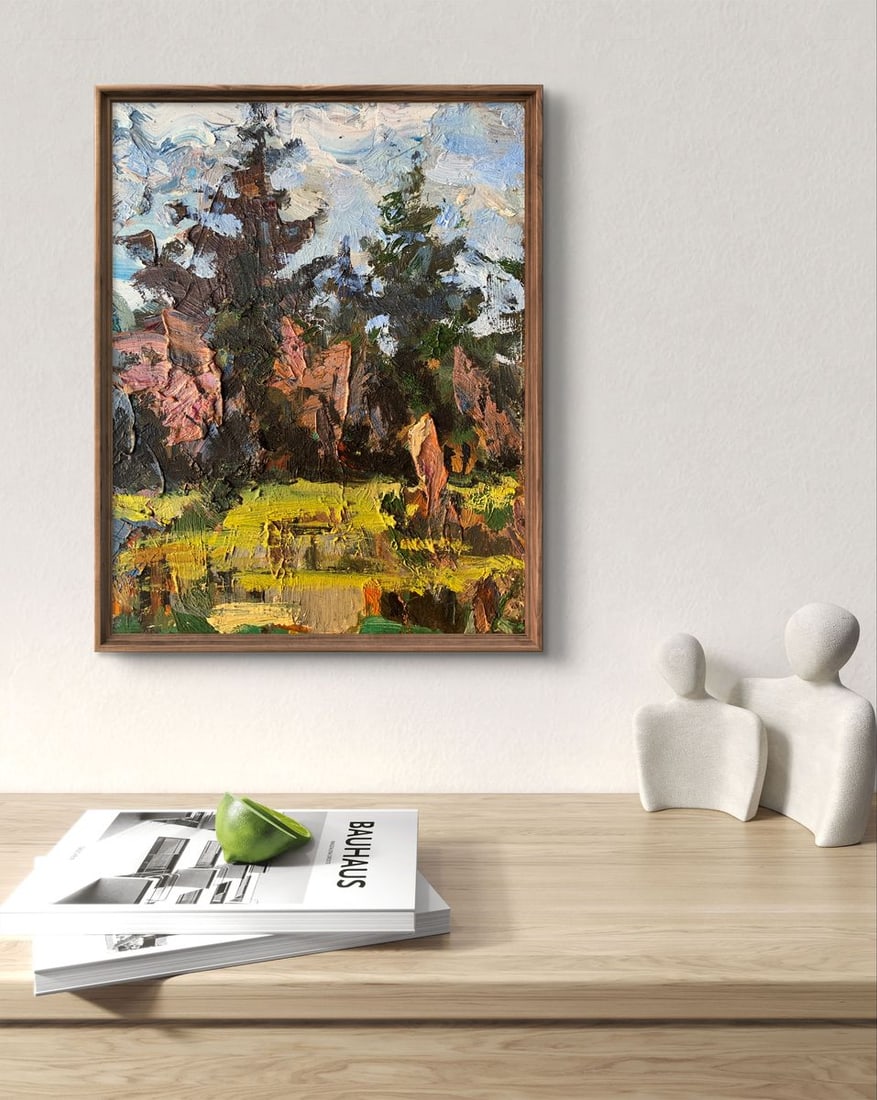 Oil painting There are tall trees in the forest Leonid Maistrenko - 3