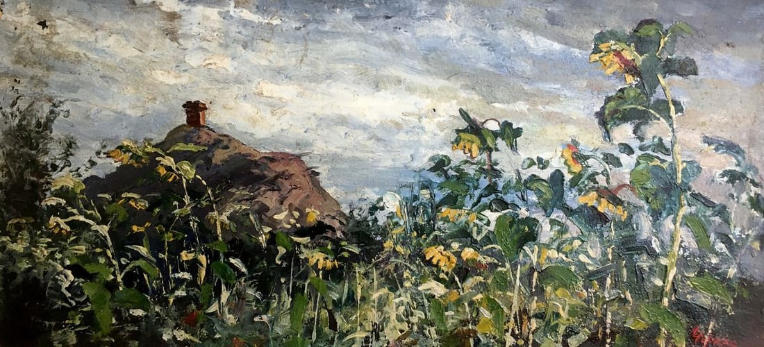 Oil painting Landscape with sunflowers Cherkas A .G. - 2