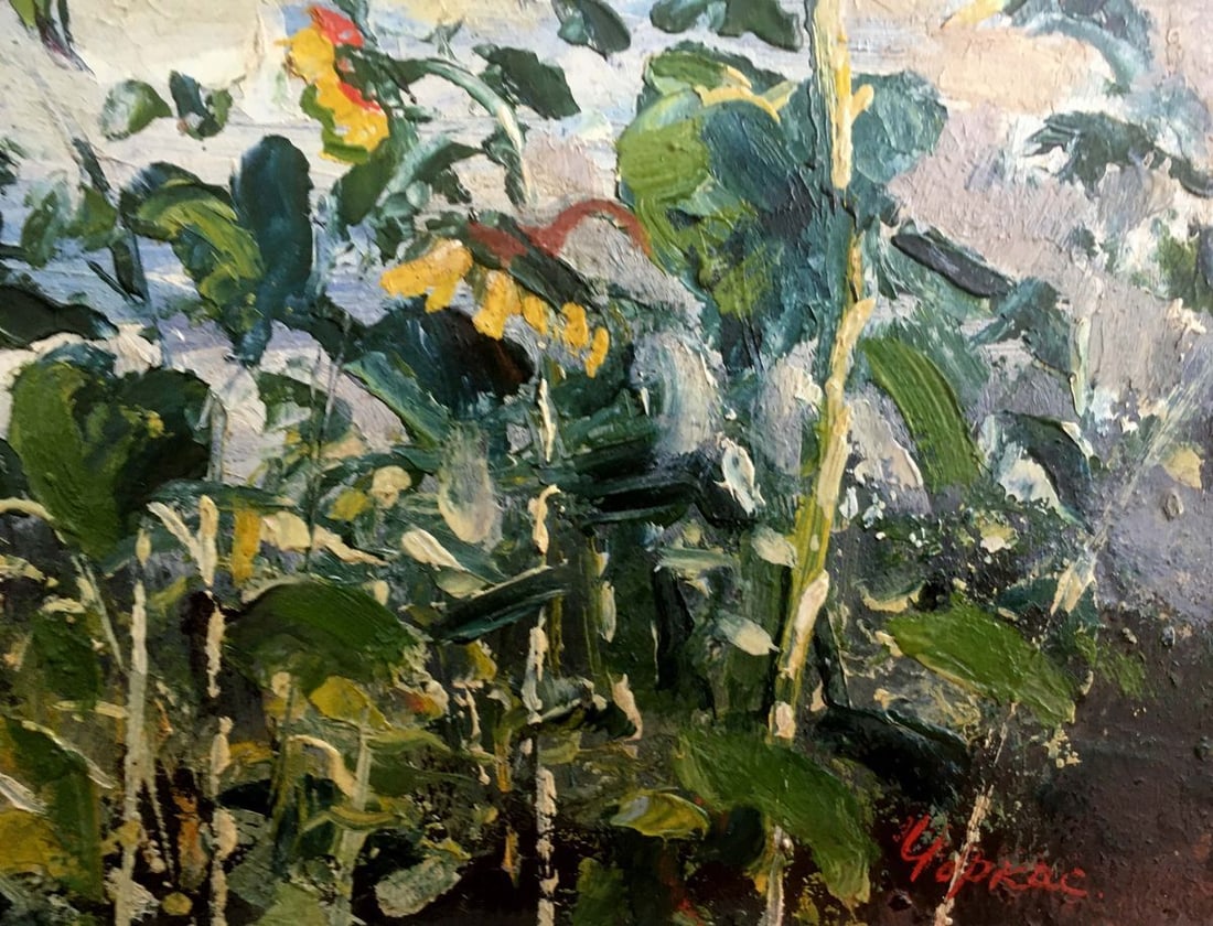 Oil painting Landscape with sunflowers Cherkas A .G. - 3