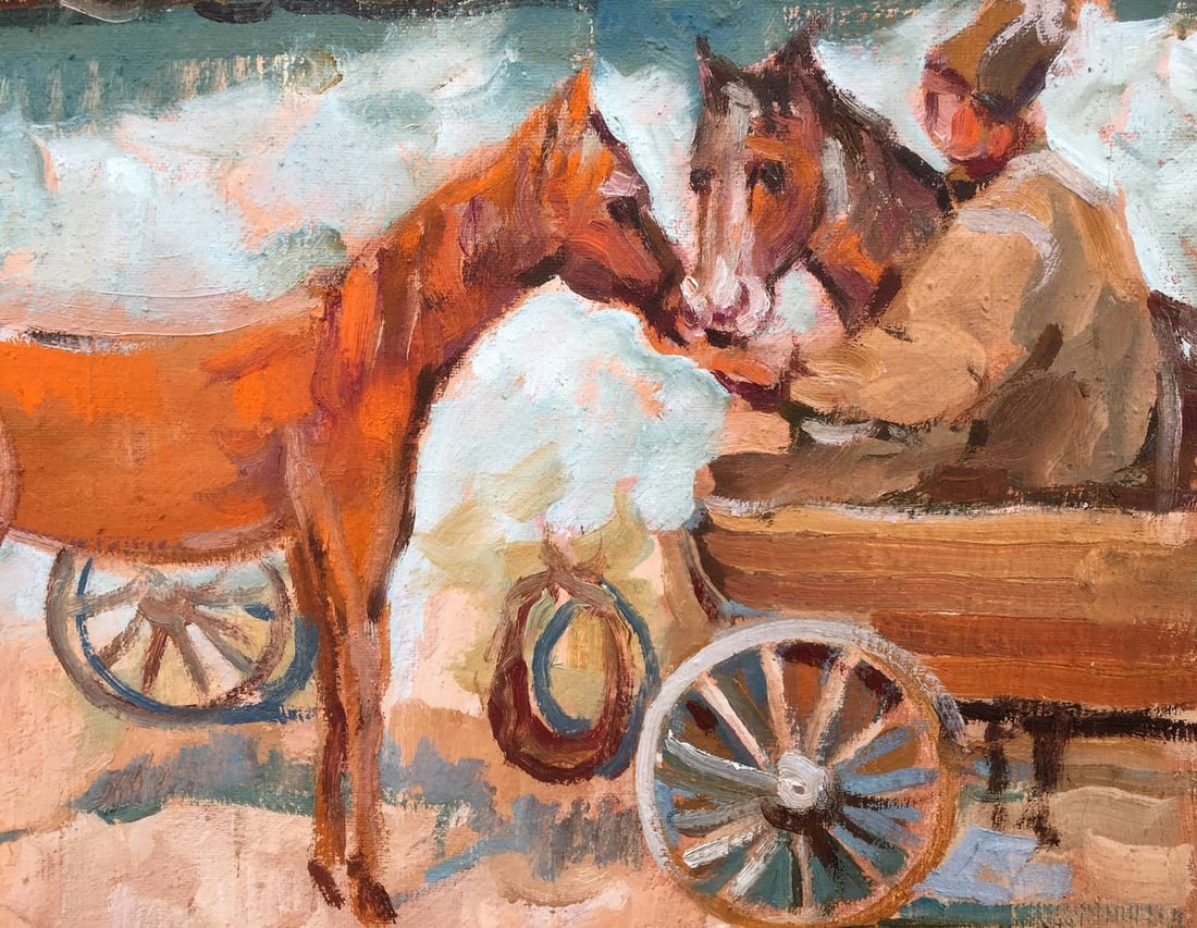 Near the house oil painting Alexei Nikolaevich Timoshenko - 5